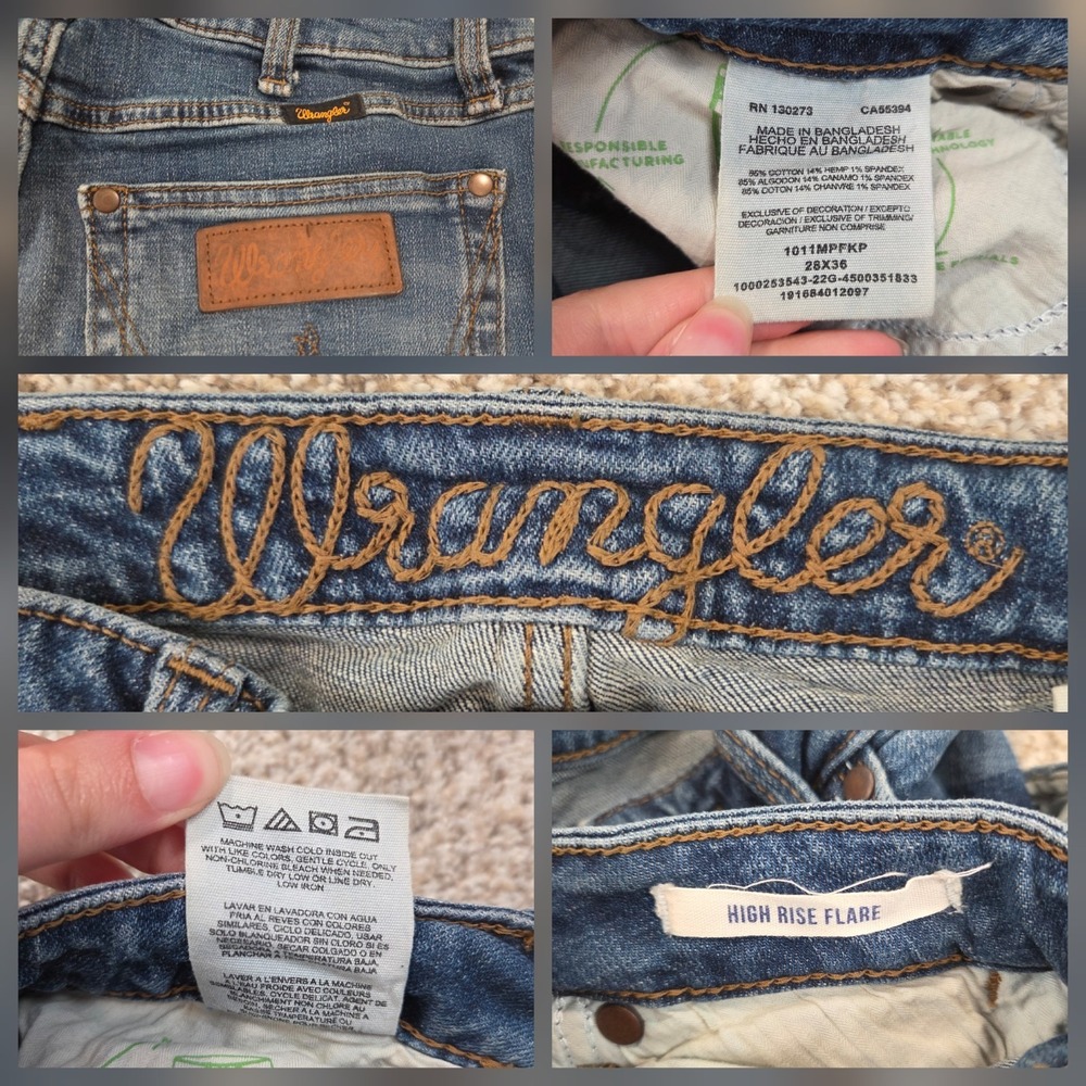 Wrangler Womens Retro Trumpet Flare Jeans 28 (Fits 28x34) High Rise Bell Bottom - Picture 4 of 8